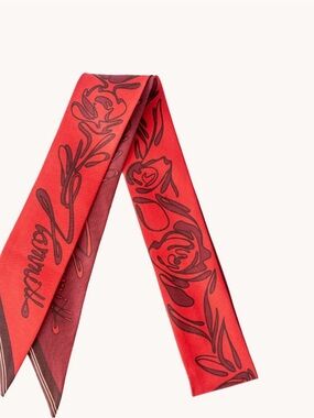 Hammitt Red Floral silk Skinny Scarf
